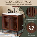 30" Vintage Bathroom Vanity with Ceramic Sink, Modern Bathroom Vanity Cabinet with 2 Soft-Close N817P245324B
