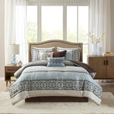 7 Piece Comforter Set Blue Queen B03597161