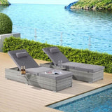 ZUN OUTDOOR SOFA PE RATTAN FURNITURE DECK CHAIR GRAY RATTAN W874P146992