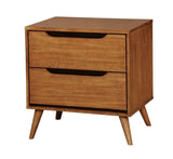 Mid-Century Modern Oak Color 1pc Nightstand Bedroom Furniture Solid wood Round Tapered Legs B011P236773