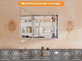 Bathroom LED Lighted Medicine Cabinet with Storage, 24" W x 30" H, Wall Mounted or Recessed, W5609P461277