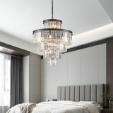 (Same as W1340P188535/L5002-600-B) 24" Luxury Crystal Chandelier with Black Finish Elegant W1340P189339