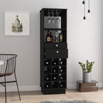 ZUN Classic Bar Cabinet, Two Drawers, Twelve Built-in Wine Rack-Black B07091835