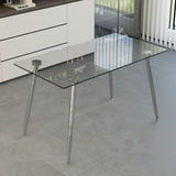 51 x 27.5 x 29.5 Inch ,Glass Dining Table, Modern Rectangular Table with Tempered Glass Tabletop & W2189P255608