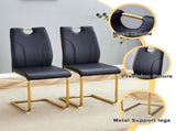Black PU Dining Chair Set.Uniquely designed black dinings. PU material, paired with gold metal W2920P233520