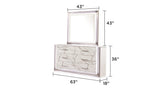 Desire Dresser Marble-Patterned Drawer Fronts with Sleek White Finish, Metallic Handles, and Six G150109088