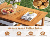 Sturdy Slatted Outdoor Coffee Table with Lower Shelf, Indoor Outdoor Multi-Purpose Center Table 49669200