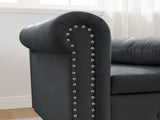 Black Chaise Lounge Indoor,Velvet Lounge Chair for Bedroom with Storage & Pillow,Modern Upholstered W1170100898