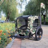 ZUN Camouflage Foldable Bicycle Trailer Bike Trailer for Camping Pet Dog Cat Luggage Carry W136458022