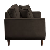 ZUN Mid-Century Modern Chocolate Hue Velvet Upholstered 1pc Loveseat with 2 Pillow Classic Living Room B011P183629