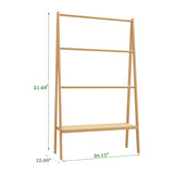 ZUN Bamboo Ladder Towel Rack with Storage Shelf 20210408