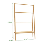 ZUN Bamboo Ladder Towel Rack with Storage Shelf 20210408