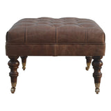 Artisan Furniture Solid Wood Buffalo Leather Ottoman B182P202520