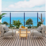 19.7in Rattan Coffee with Glass Top, Small Round End, Boho Style Side Sofa End 07678720