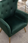ZUN Sovarol Velvet Button-Tufted Wing Back Accent Chair, Green T2574P164252