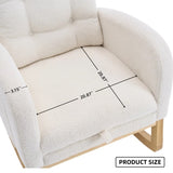 LY-5104 Beige White Accent Rocking Chair with Footrest High Back Rubber Wood Rocking Legs Bedroom W2231P292976