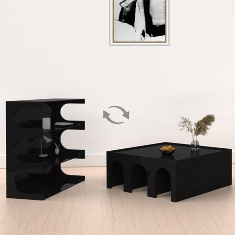 ZUN Multifunctional 4-Tier Black Book Shelf & Coffee Table for Living Room Bedroom Dining Room Study W1801137469