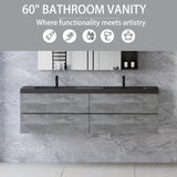 60" Floating Bathroom Vanity with Sink, Modern Wall-Mounted Bathroom Storage Vanity Cabinet with W1573P155849