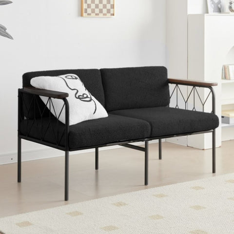 ZUN Cpintltr 47” W Futon Sofa Couch Modern Loveseat Sleeper Sofa Bed with Sturdy Metal Frame Teddy 97973075