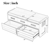 ZUN TREXM Rustic Storage Bench with 2 Drawers, Hidden Storage Space, and 3 False Drawers at the Top, WF323695AAN