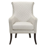 Classic Luxury Quilted Accent Chair 1pc Beige Upholstery Nailhead Trim Foam Seat Cushion Solid Wood B011P315637