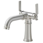 ZUN Industrial Pipe-Style Bathroom Faucet Brushed Nickel 2-Handle Vanity Mixer Tap Pop-Up Drain Included W1920P254956