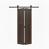 18 series 44in.X78 in. 3/4 inch thickness 2-Panel Walnut Color Finished MDF Bi-fold with Barn T3910P496220
