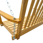 ZUN Front Porch Swing with Armrests, Wood Bench Swing with Hanging Chains,for Outdoor Patio ,Garden 05840270