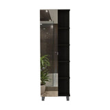 Urano Mirror Linen Cabinet, Four Interior Shelves, Five External Shelves -Black B20091992