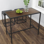 ZUN Riley Indoor Walnut Metal Pub Dining Table with Metal Frame B02746799