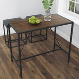 ZUN Riley Indoor Walnut Metal Pub Dining Table with Metal Frame B02746799