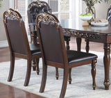 ZUN Majestic Formal Set of 2 Side Chairs Brown Finish Rubberwood Dining Room Furniture Intricate Design B011138659