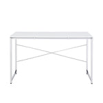 ZUN White and Chrome Writing Desk with Sled Base B062P184564