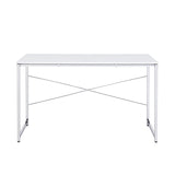 ZUN White and Chrome Writing Desk with Sled Base B062P184564