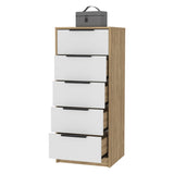 Kaia 5 Drawer Dresser, Vertical Dresser -White / Pine B20092064