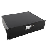 19" 3U Steel Plate DJ Drawer Equipment Cabinet with Keys Black 56432307