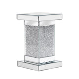 U-Can 11.8'' Silver Square Mirrored End Table LED lights, Modern Side Table N724P179242S