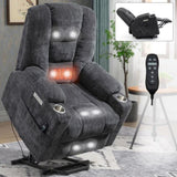 ZUN Large Power Lift Recliner Chair with Massage and Heat for Elderly, Overstuffed Wide Recliners, Heavy 16919319