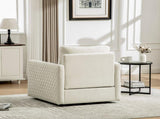 29.5''W Upholstered 360&deg Swivel Armchair with Hidden Storage, Comfy Diamond-Shape Tufted Armrests W3118P419157