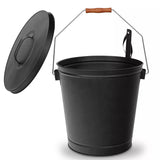 5 Gallon Black Metal Ash Bucket with Shovel Lid Handle For Fire Pits Wood Stove Fireplace 60114234