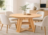 43.3"-59.05" Extendable Round Dining Table for 4-6, Round-to-Oval Kitchen Table with Removable W3867P538531