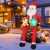 9.5ft Inflatable Sitting Santa Decor - 4 Built-in LED Lights 210T Polyester Quick Inflation Outdoor 69590426