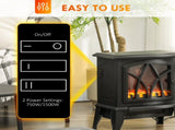 Electric Fireplace Freestanding Stove Heater with Realistic Flames 14.25"x9.5"x18" Black 29633557