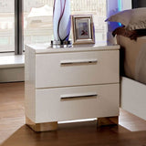 2 Drawers Wooden Nightstand, Glossy White B016P252235
