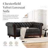 ZUN VIVALUX 59.44" Chesterfield Velvet Loveseat Sofa,2-Person Rolled Arm Dutch Plush Upholstered Sofa N762P178705E