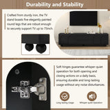 ON-TREND Cream Style TV Stand with Arched Doors & 2 Drawers for TVs up to 75", Minimalist Media N721P205779B