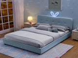Full Size Kids Upholstered Bed with Oversized Rabbit Ear Headboard, LED Light & 4 Storage Drawers, W1413P384925