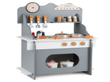 Gray Wooden Toddler Play Kitchen with Sink & Accessories, Safe Gift for Kids 3 10017256