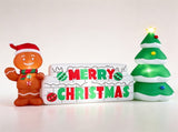 9.5 FT Inflatable Merry Christmas Sign with Gingerbread Man & Xmas Tree, Built-in LED Lights Blow Up 37609638