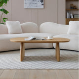 Modern minimalist solid wood coffee table, Oval-Shaped living room coffee table, Creative curved W2664P346448